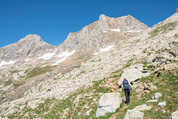 ascent to Argualas peak, Pyrenean mountain range, Huesca, Spain