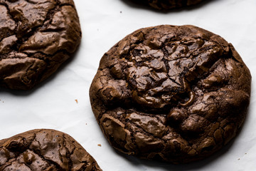 Chocolate Brownie Cookies on Baking Paper