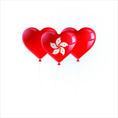 Fototapeta na wymiar Heart shaped balloons with colors and flag of HONG KONG vector illustration design. Isolated object.