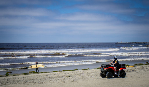 Day 1 of Ocean Beach being opened to the public, with limitations, during the Covid-19 pandemic