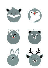 cartoon animal icons set