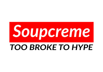 Funny hypebeast knockoff brand logo, vector logo isolated on white background.