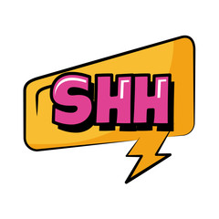 speech bubble with shh word pop art flat style