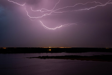 lightning over lake