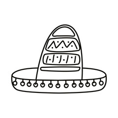 traditional mexican hat line style icon