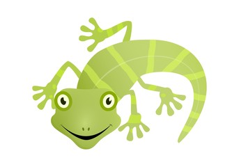 Lizard green gecko happy face vector illustration.