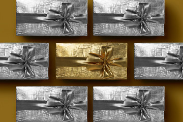 Golden and Silver Gift Box Mockup

