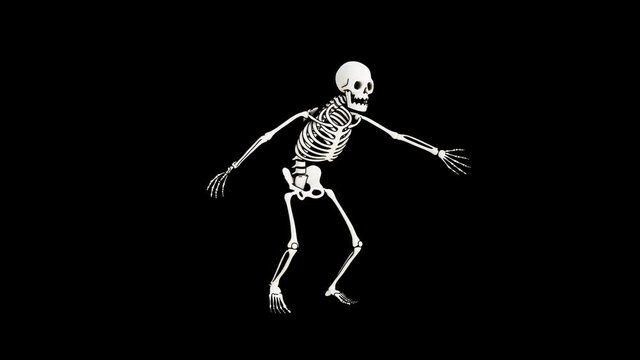 Skeleton scary haunted run. Halloween spooky ghost animation.3d animation with alpha channel
