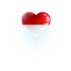 Heart shaped balloon with colors and flag of INDONESIA vector illustration design. Isolated object.