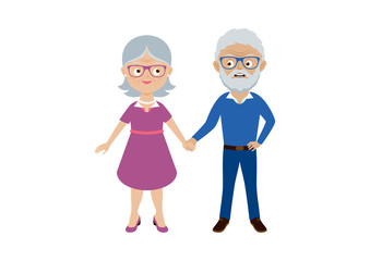 Cute couple elderly people holding hands icon vector. Happy and smiling caucasian elderly senior couple vector. Happy old man and woman vector. Senior couple cartoon character