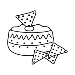 delicious mexican nachos traditional food line style icon