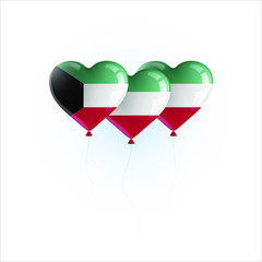 Heart shaped balloons with colors and flag of KUWAIT vector illustration design. Isolated object.