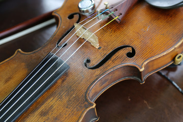 Fototapeta premium old wood violin. 