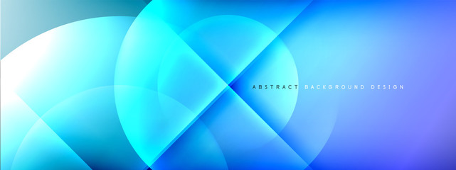 Vector abstract background - circle and cross on fluid gradient with shadows and light effects. Techno or business shiny design templates for text