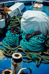 Safety helmets and ropes on board