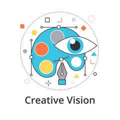 Concept of creative vision in flat line design. Icon in trend style. Modern vector illustration