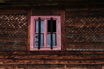 Traditional close up of old wooden house close up in Maramures, Romania