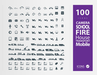 Usable Business icons Set ( Set of 100 icons) White