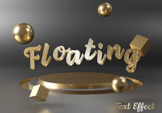 Floating Text Effect on Stage Podium Mockup
