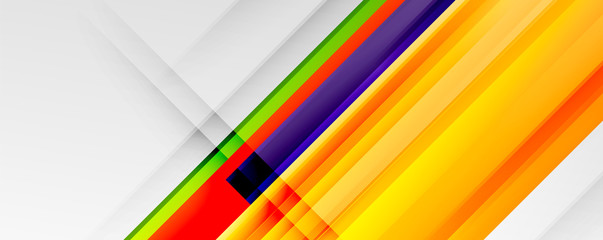 Geometric abstract backgrounds with shadow lines, modern forms, rectangles, squares and fluid gradients. Bright colorful stripes cool backdrops