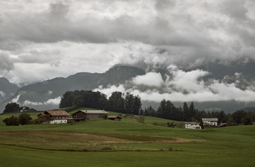 Watzmann in the Berchtesgaden Alps on an overcast day in summer in Bischofswiesen, Germany