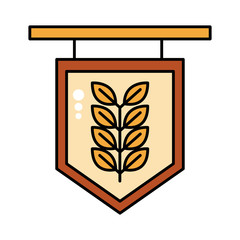 label with barley branch oktoberfest line and fill style icon
