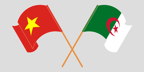 Crossed flags of Algeria and Vietnam