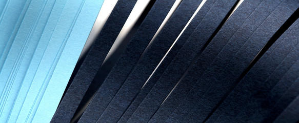 Abstract blue tone color line strip paper horizontal background.