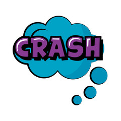 expresion cloud blue with krash word pop art flat style