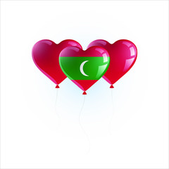 Fototapeta na wymiar Heart shaped balloons with colors and flag of MALDIVES vector illustration design. Isolated object.