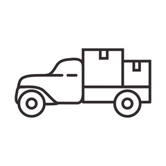 Truck delivery and transportation of goods.Car outline vector flat.Retro pickup.