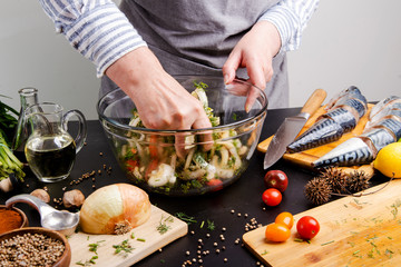 marinated fish with vegetables