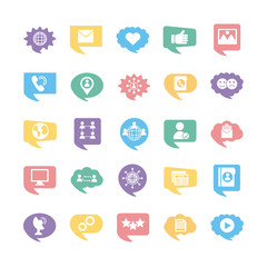 twenty five social media marketing set collection icons