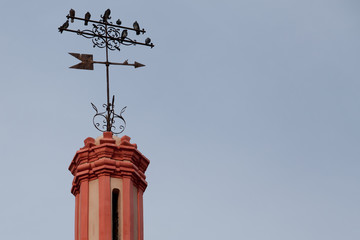 tower of catholic church with birds