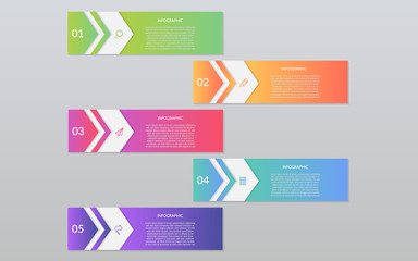 Infographics design vector and marketing icons can be used for workflow layout, diagram, annual report, web design. Business concept with 5 options, steps or processes, eps 10