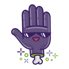kawaii smiling halloween zombie hand cartoon