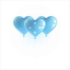 Fototapeta na wymiar Heart shaped balloons with colors and flag of MICRONESIA vector illustration design. Isolated object.
