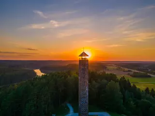 Fotobehang Tallest Lithuanian view (observation) tower in Birstonas © Audrius