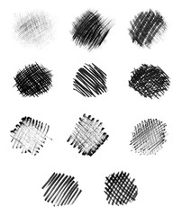 Hand-drawn circular chalk strokes in monochrome style.  - 372768967