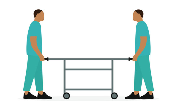 two medical workers carrying stretcher, teal clip art preview