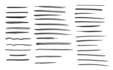 Set of marker line strokes in monochrome style. - 372769166