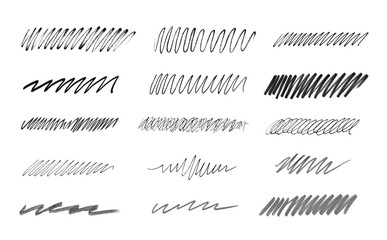 A set of art wave strokes in ink in monochrome style. - 372769376
