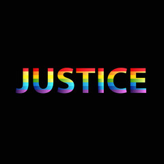 Justice colorful text word vector image rainbow colors