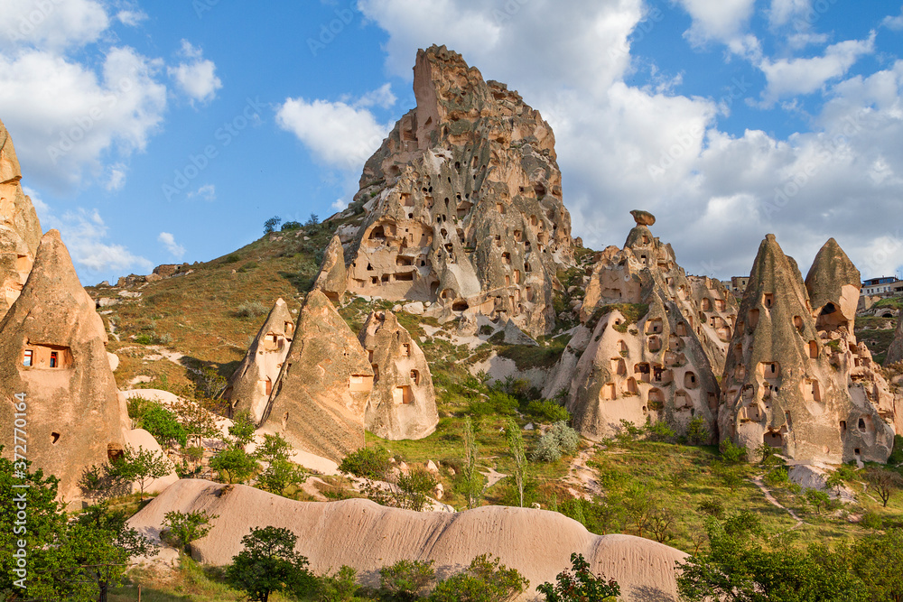 Canvas Prints Rock formations and cave dwellings in the old town Uchisar, Cappadocia, Turkey