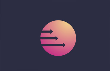 pink yellow O letter logo icon design with arrows. Alphabet for business and company