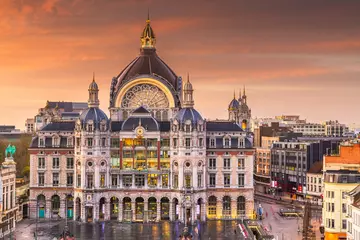 Deurstickers Antwerpen Antwerp, Belgium cityscape at Centraal Railway Station