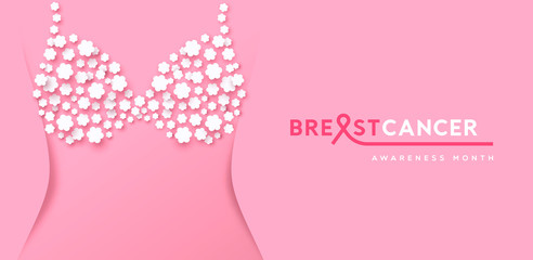 Breast Cancer month banner flower bra underwear