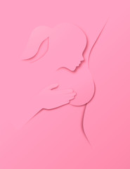 Pink woman body paper cut breast cancer self exam