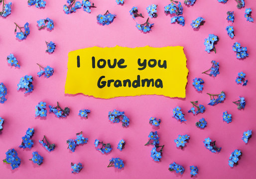 Piece Of Paper With Text  I Love You Grandma.