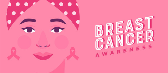 Breast Cancer Awareness pink headwrap woman face